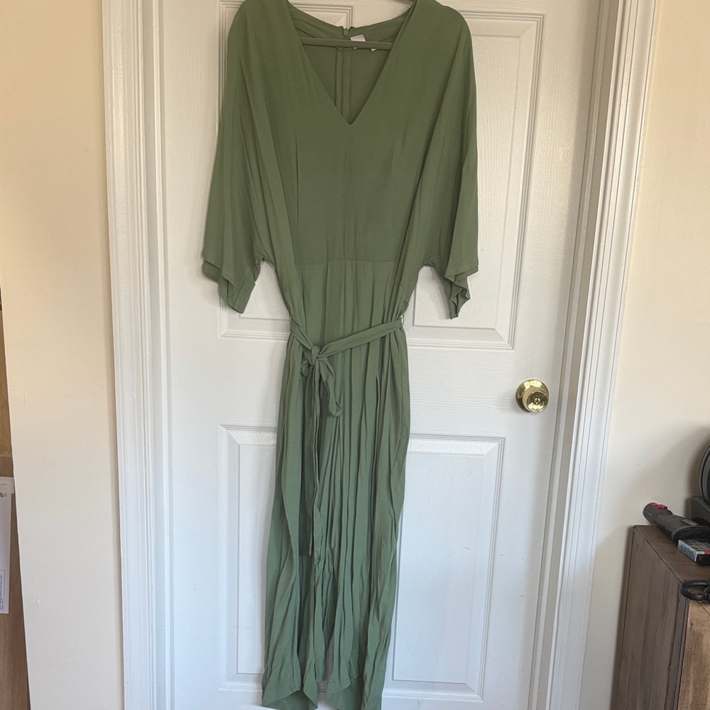 GAP Olive Green Crinkle Gauze Jumpsuit